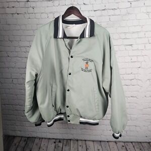 Vintage Hartwell Shell Oil Safety Award Bomber Jacket 1985 Sage Green Mens XL
